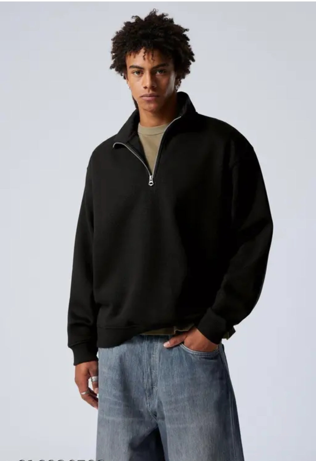 Black Half Zipper Sweatshirt