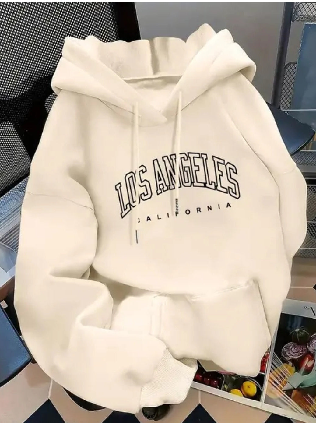 Trendy Printed Cream Hoodie