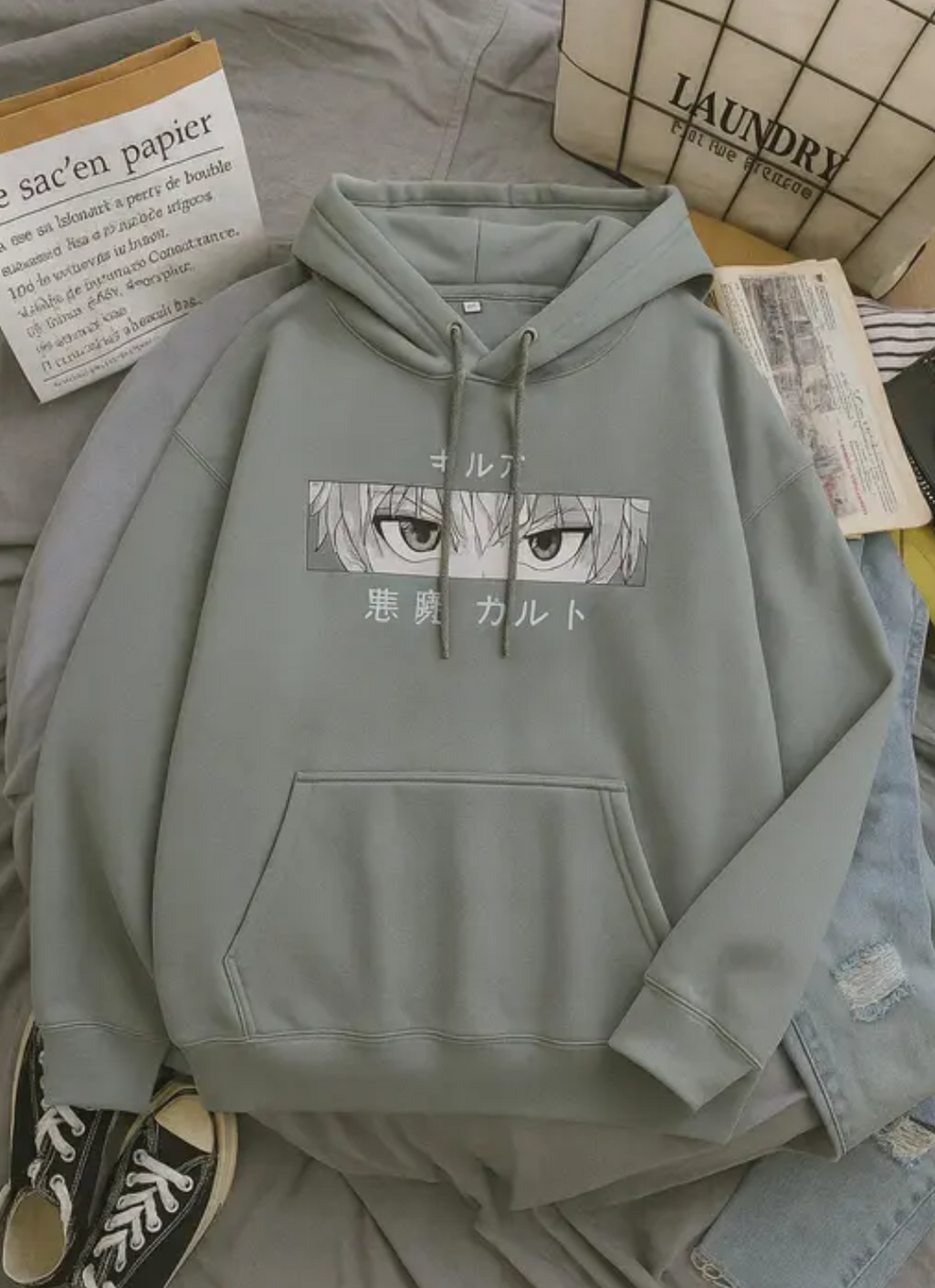 Anime Style Gray Hoodie