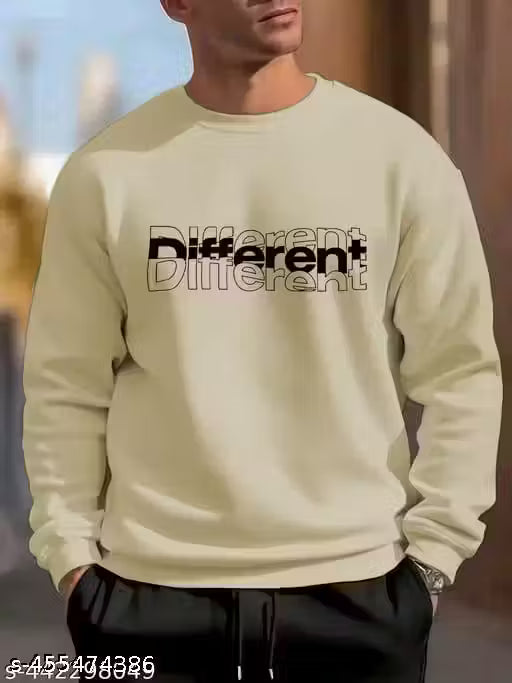 Casual Mens Beige Sweatshirt