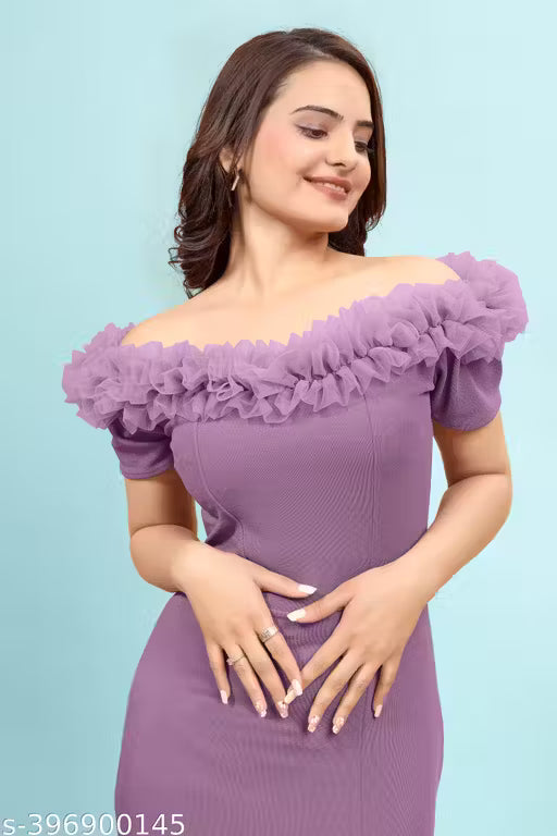 Partywear Bodycon Lavender-Purple Dress